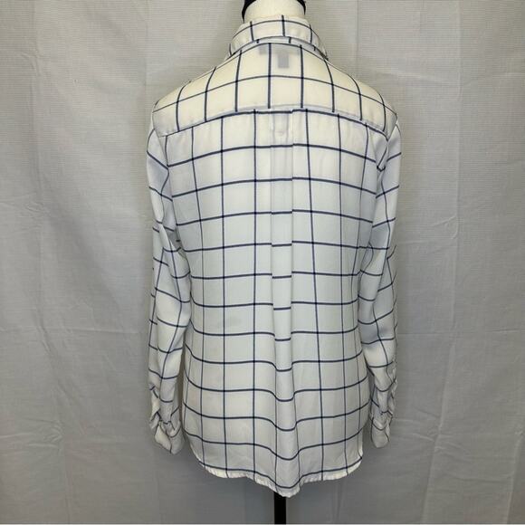 Banana Republic Sheer Windowpane Plaid Button-Down Blouse Size S - Picture 9 of 10